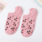 5 Pairs Polyester Elastane Floral Low Cut Boat Socks