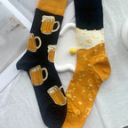 Cotton Blend Beer Pattern Crew Socks