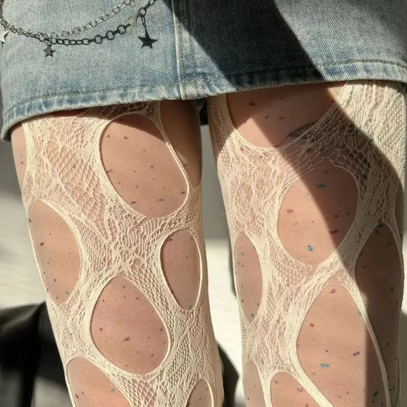 Distressed Nylon Fishnet Stockings for Women - 2
