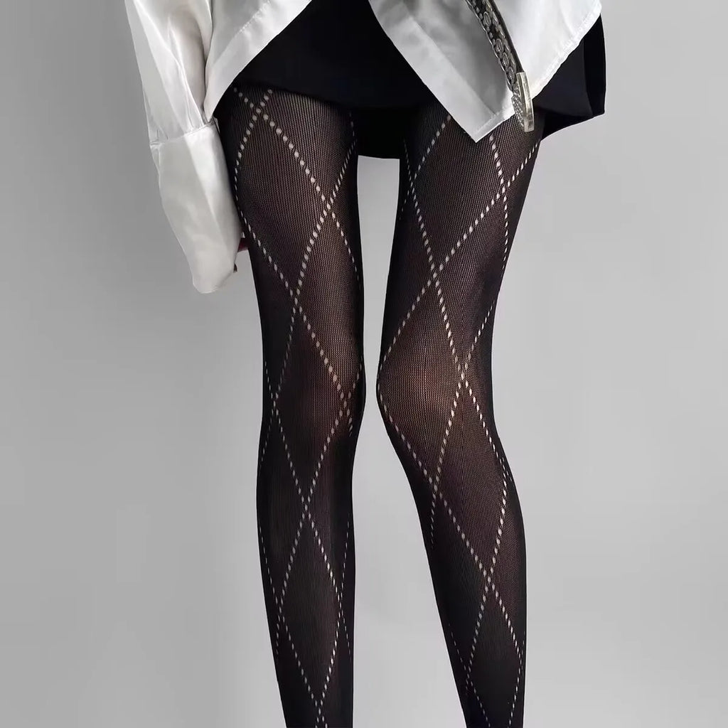 Geometric Pattern Nylon Mesh Pantyhose Tights