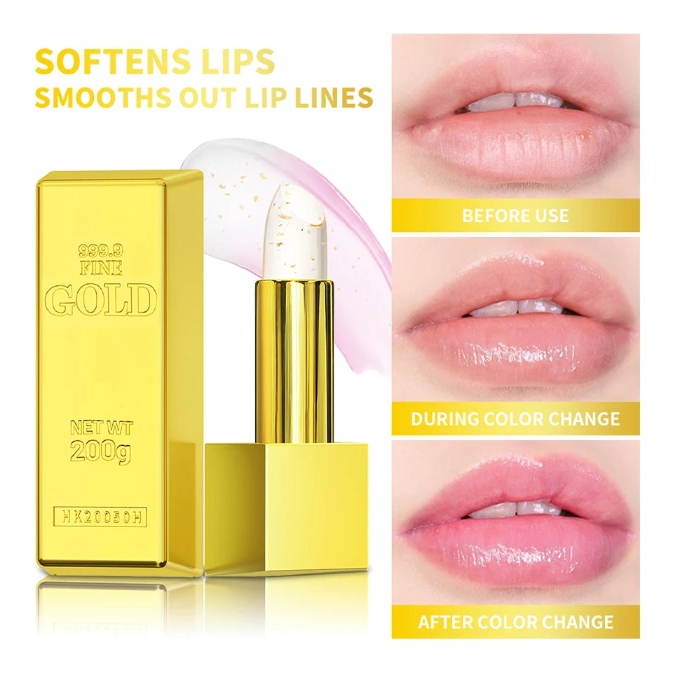 Gold Flake Color Changing Lip Balm Moisturizing Lipstick
