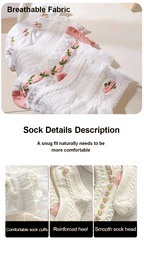 Ruffled Floral Mid Tube Polyester Women Socks 5 Pairs