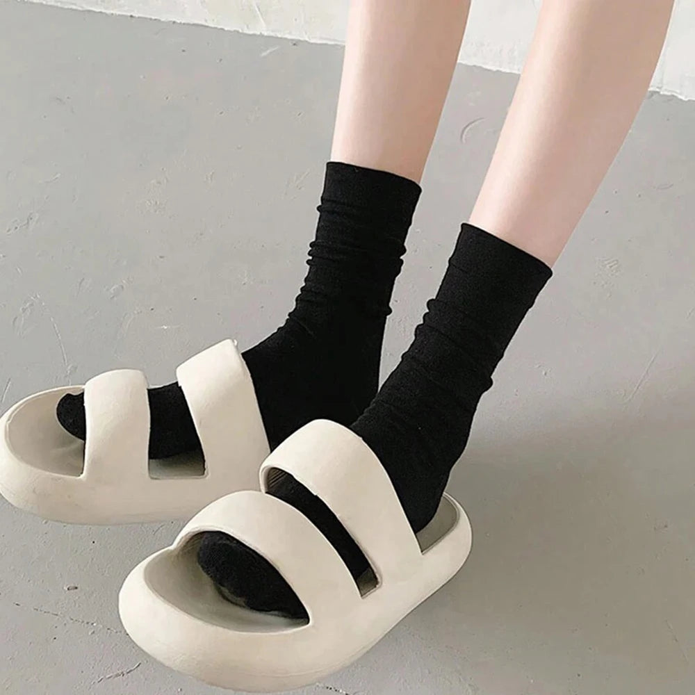 7 Pairs Womens Polyester Spandex Mid Tube Casual Socks