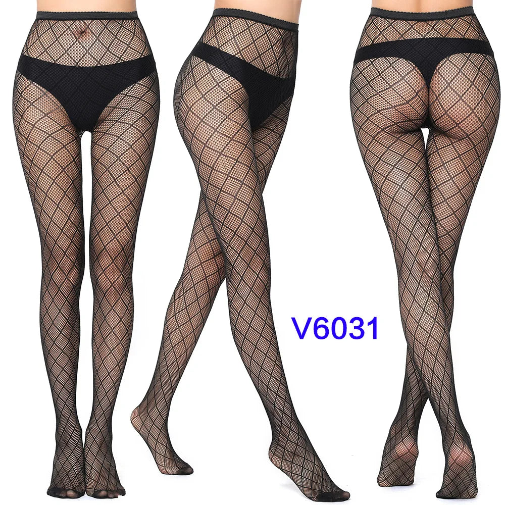 Nylon Spandex Jacquard Patterned Fishnet Pantyhose Tights - 46