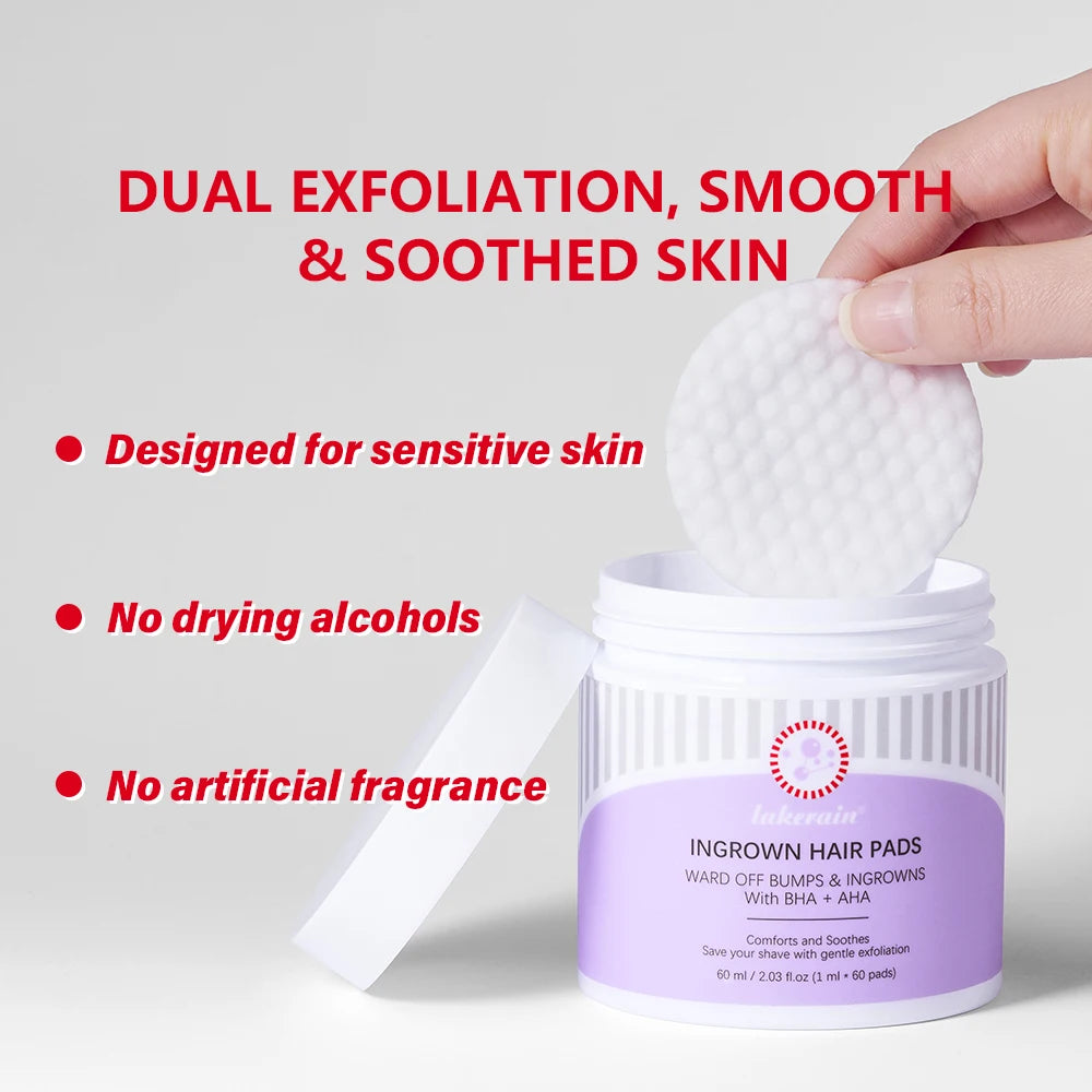 Ingrown Hair Treatment Cotton Pads for Razor Bumps and Exfoliation