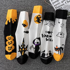 Polyester Elastane Halloween Patterned Mid Calf Socks 5 Pack