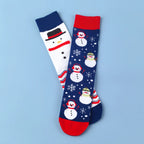 Cotton Blend Snowman Pattern Mid Calf Socks