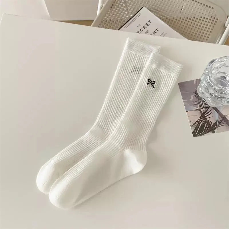 Polyester Blend Butterfly Pattern Casual Mid Length Socks 5 Pack
