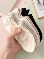 Polyester Elastane Low Cut Ankle Socks For Women 5 Pairs
