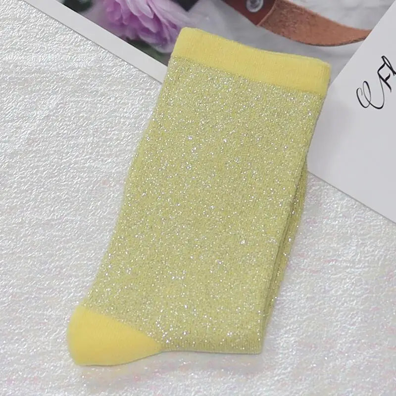 Metallic Knit Women Casual Socks