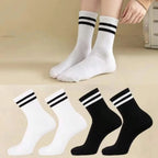 Polyester Elastane Striped Mid Length Casual Socks