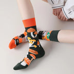 Cotton Blend Mushroom Print Mid Tube Casual Socks