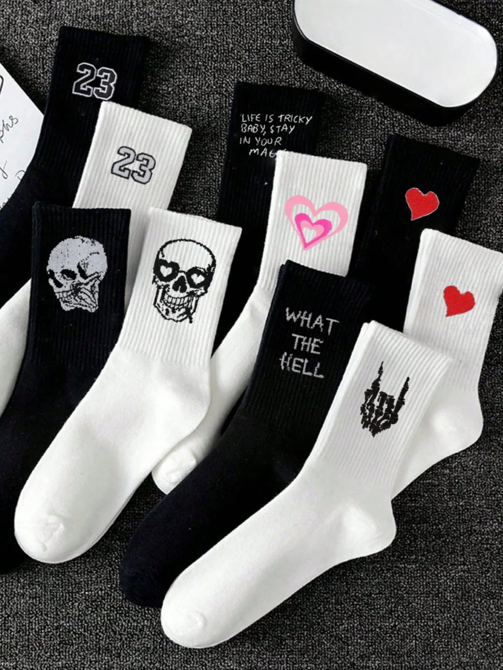 Polyester Elastane Crew Socks Graphic Casual Footwear