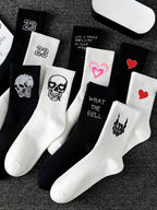 Polyester Elastane Crew Socks Graphic Casual Footwear