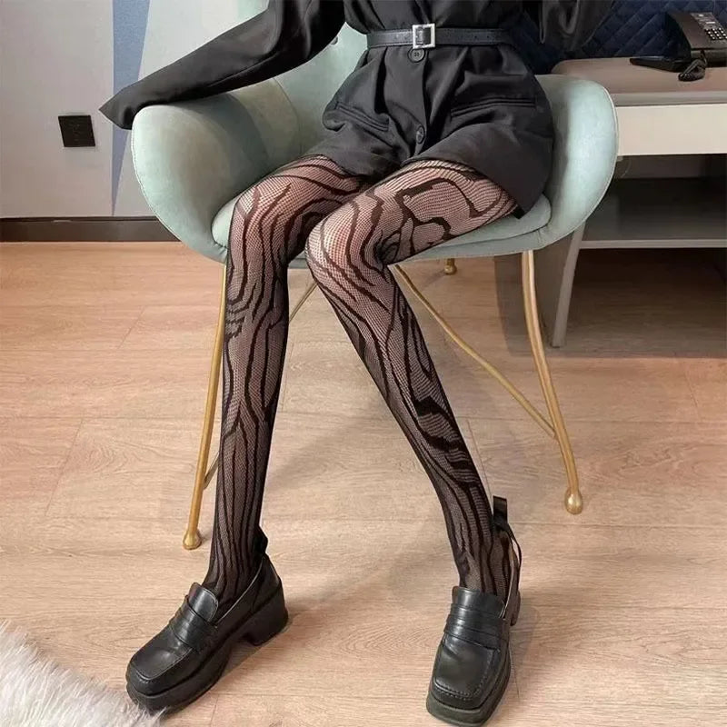 Nylon Geometric Patterned Pantyhose Tights