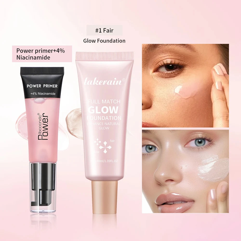 Liquid Face Primer and Glow Foundation Makeup Set