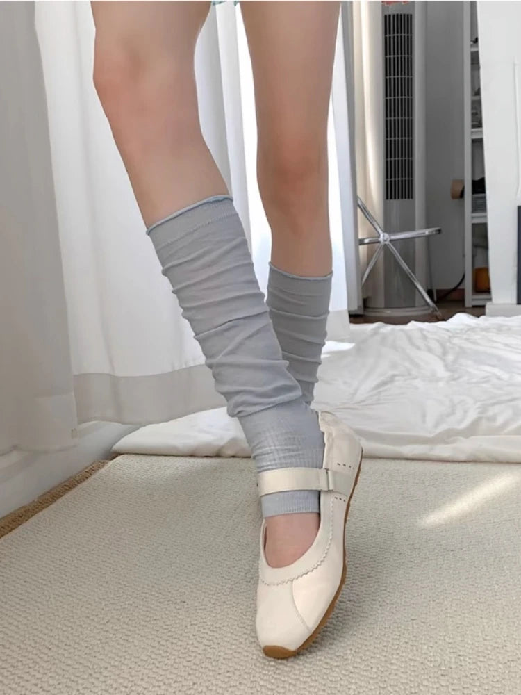 Cotton Ruffled Leg Warmers Slouch Socks