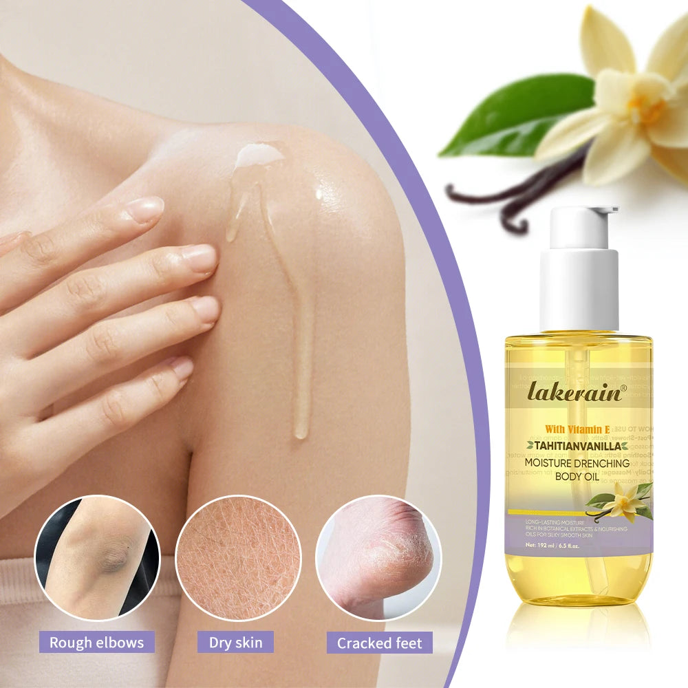 Vanilla Scented Moisturizing Body Oil for Dry Skin Hydration