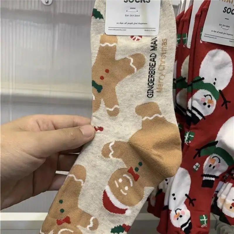Polyester Elastane Christmas Print Casual Socks - 3
