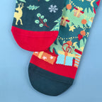 Cotton Blend Christmas Tree Print Mid Calf Socks