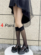 4 Pairs Nylon Elastane Mid Tube Casual Socks