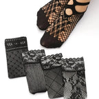 Polyester Elastane Mesh Lace Ankle Socks 5 Pairs