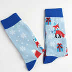 Cotton Blend Mid Calf Fox Pattern Casual Socks