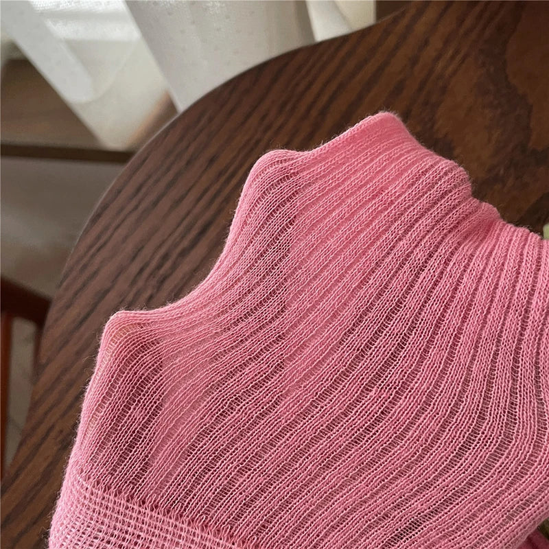 Cotton Blend Breathable Vertical Striped Long Socks For Women
