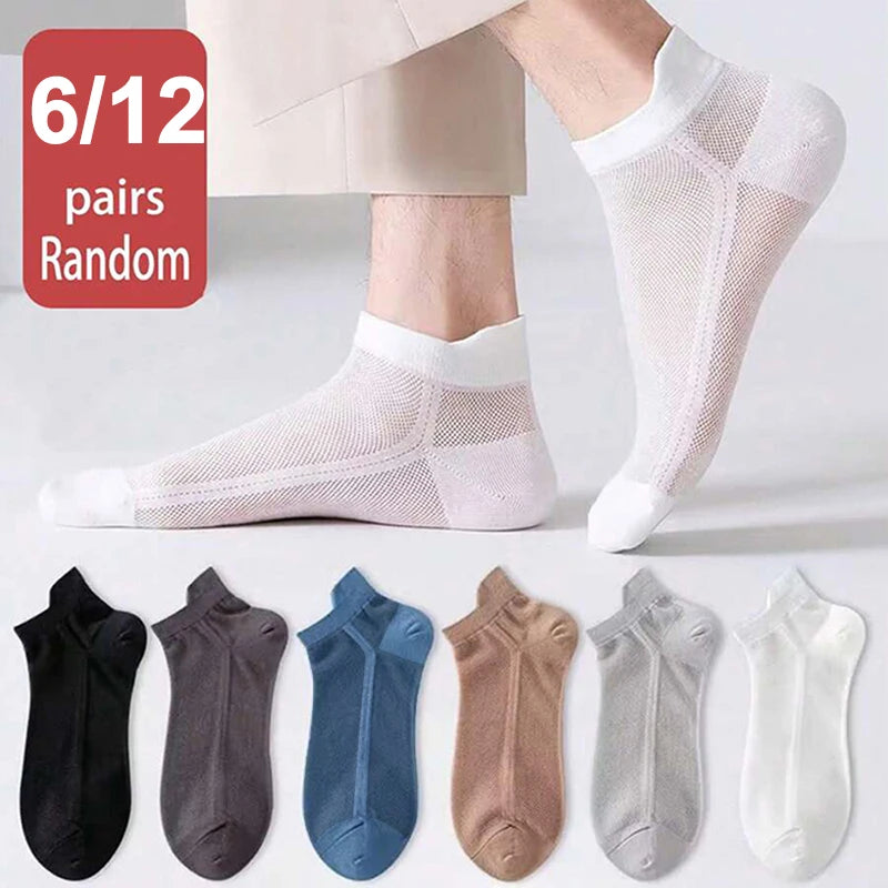 Cotton Polyester Ankle Socks Breathable Mesh Summer Casual Footwear
