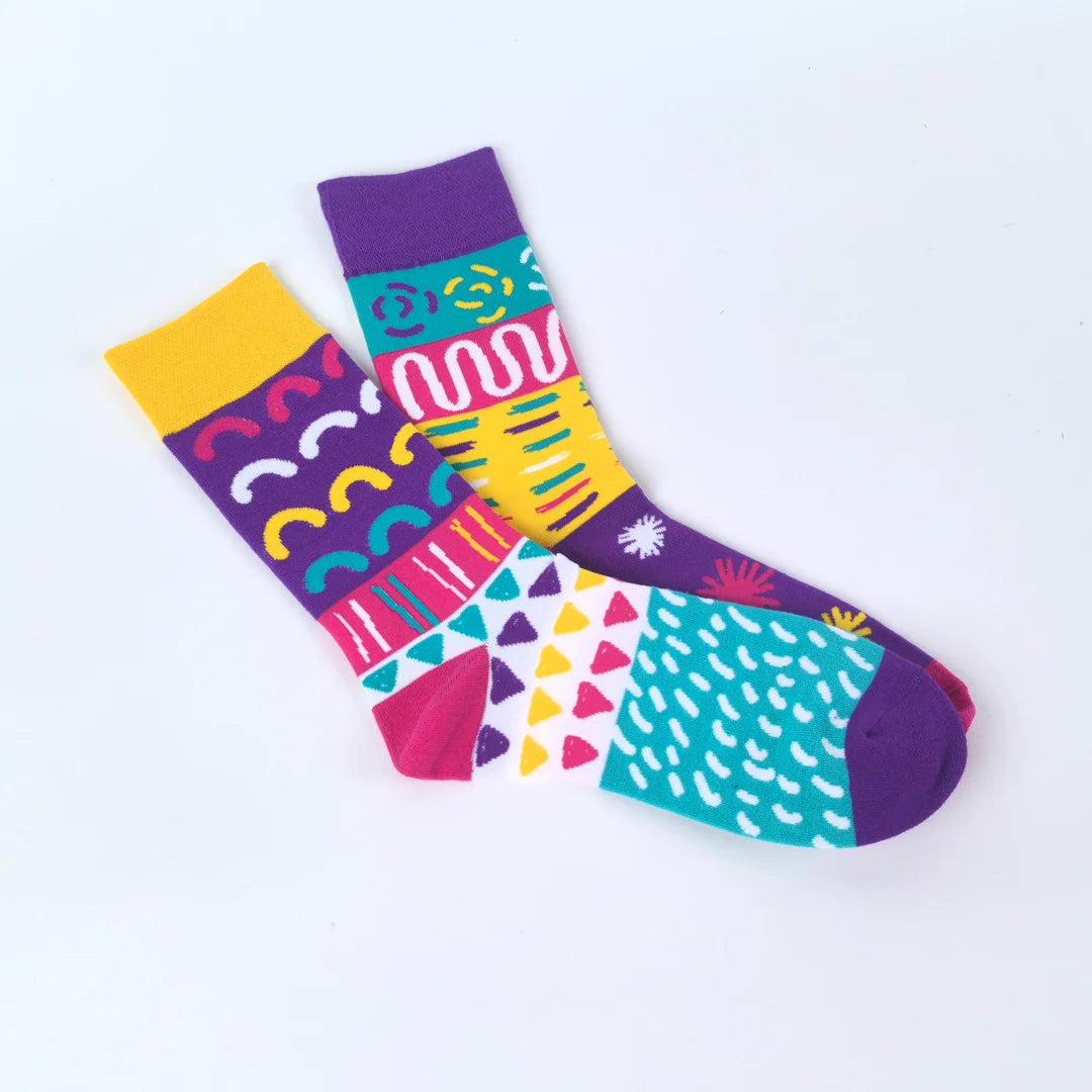 Cotton Blend Geometric Patterned Mid Tube Womens Socks - 4