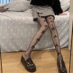 Elastane Polyamide Mesh Bow Detail Fishnet Tights for Women