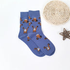 Cotton Blend Mid Calf Sloth Pattern Unisex Socks