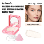 Pressed Powder Face Setting Compact With Integrated Phone Grip
