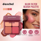 4 Color Matte Powder Blush Palette with Makeup Brush