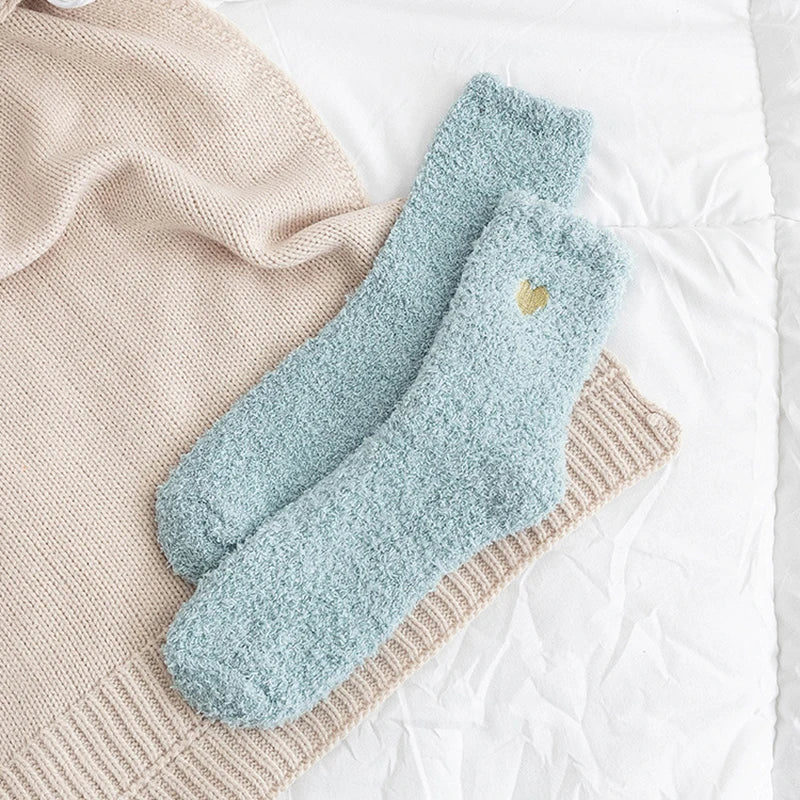Thick Plush Coral Velvet Mid Tube Socks for Women
