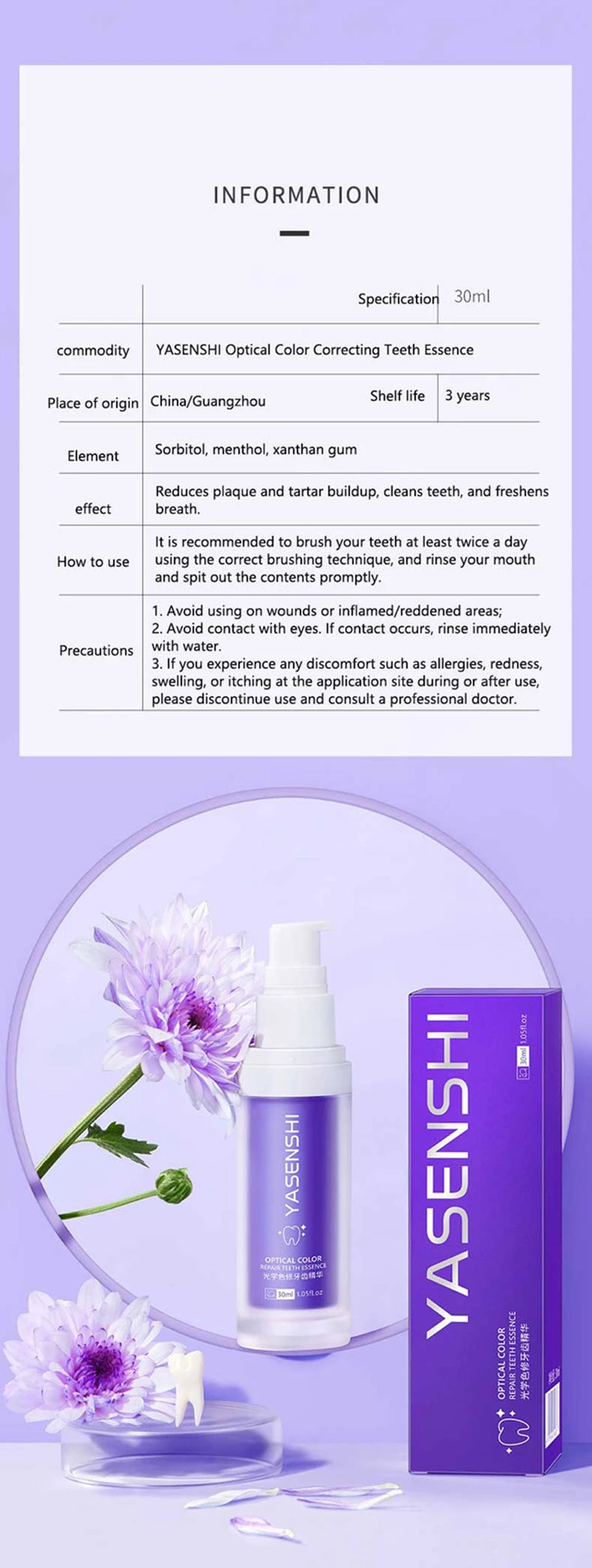 30ml Whitening Toothpaste Deep Cleaning Oral Care Essence