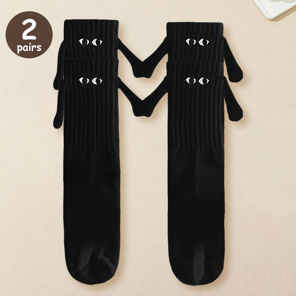 Magnetic Cartoon Eye Mid Tube Couple Socks