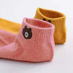 Polyester Low Tube Socks Bear Pattern 10 Pairs