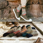 Polyester Elastane Knit Crew Socks Five Pair Set