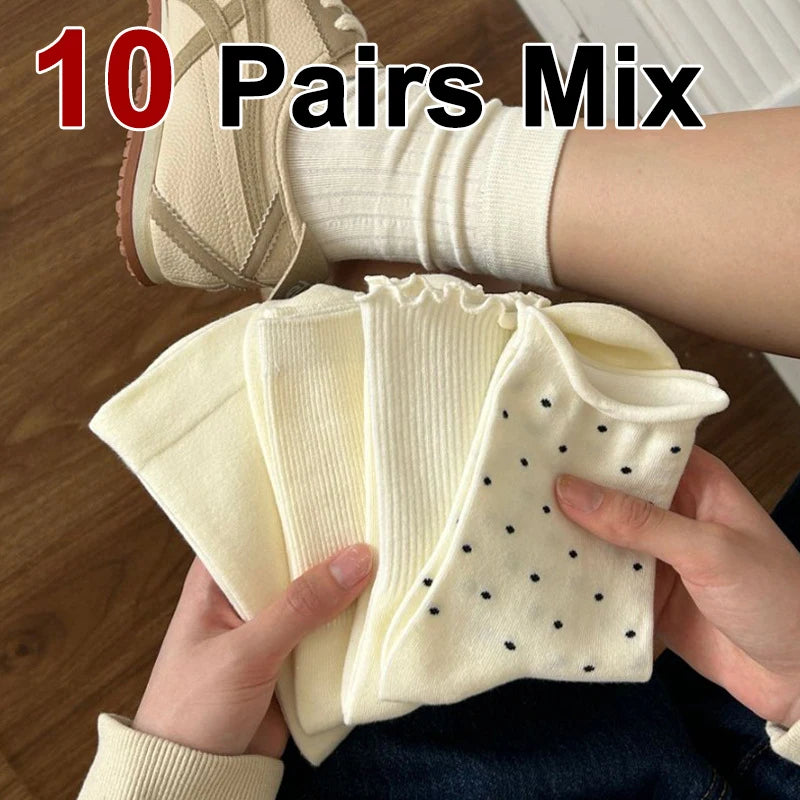 Polyester Elastane Casual Mid Tube Socks For Women - 18