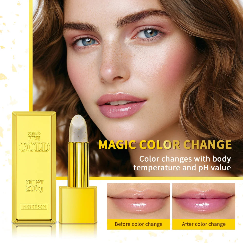 Gold Flake Color Changing Lip Balm Moisturizing Lipstick - 2