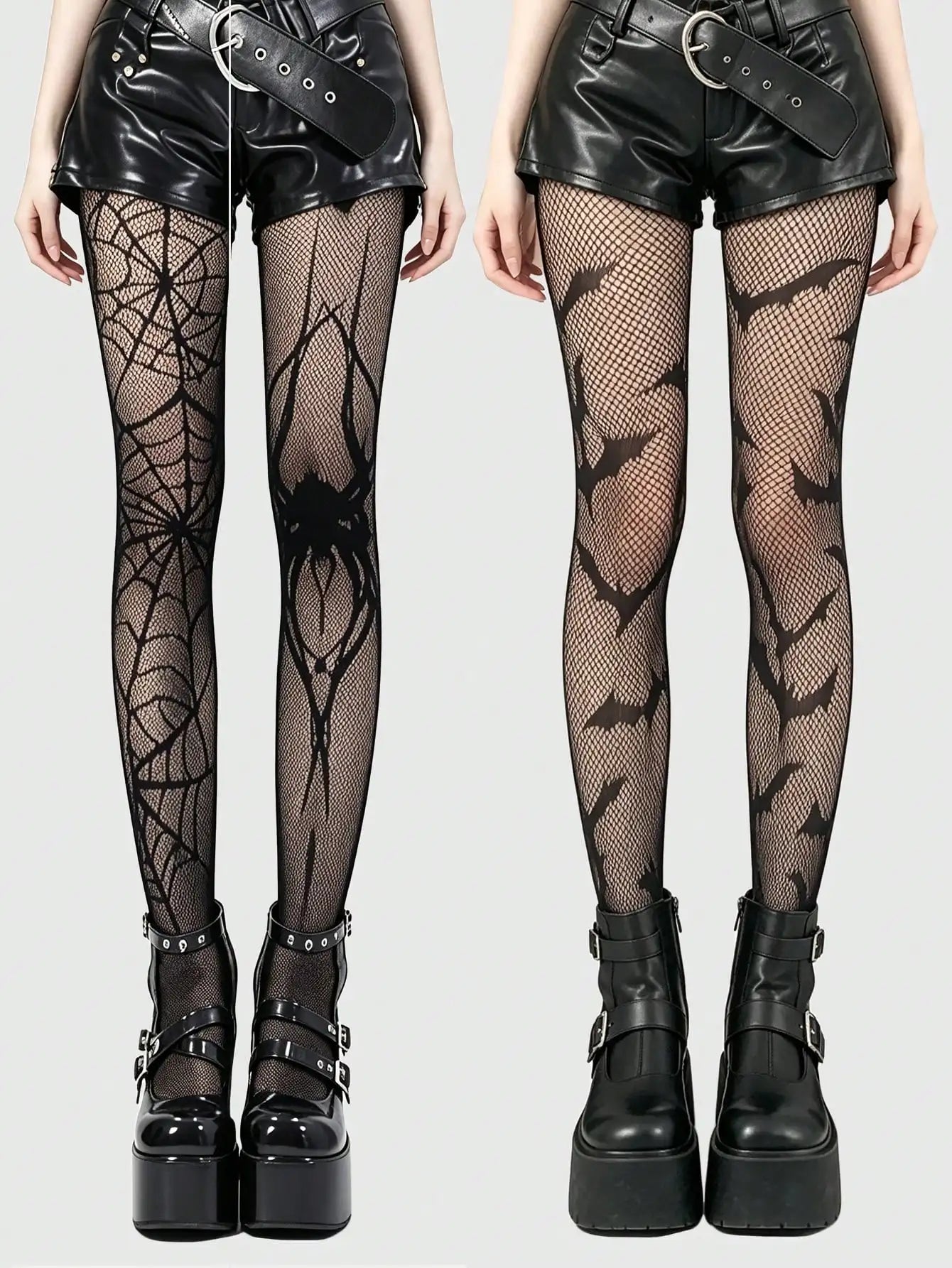 Polyester Elastane Fishnet Stockings Printed Pattern Tights - 1