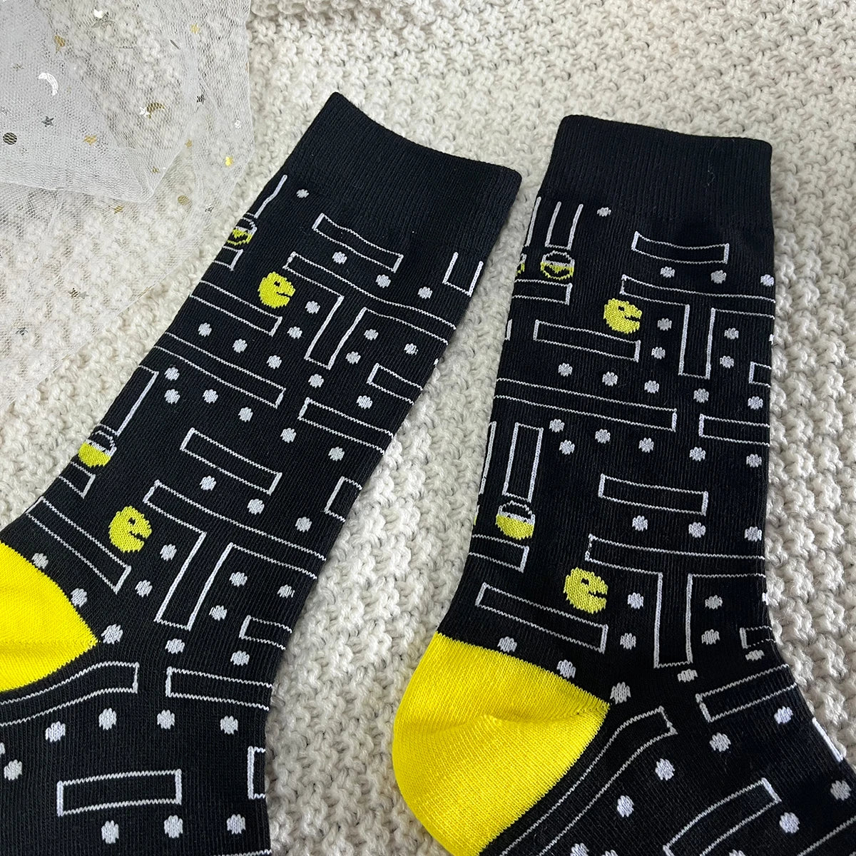 Cotton Blend Unisex Gaming Pattern Crew Socks