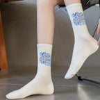 Polyester Elastane Graffiti Print Crew Socks