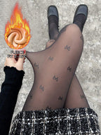 Thermal Fleece Lined Translucent Tights for Women