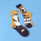 Cotton Blend Mid Calf Cartoon Weasel Socks