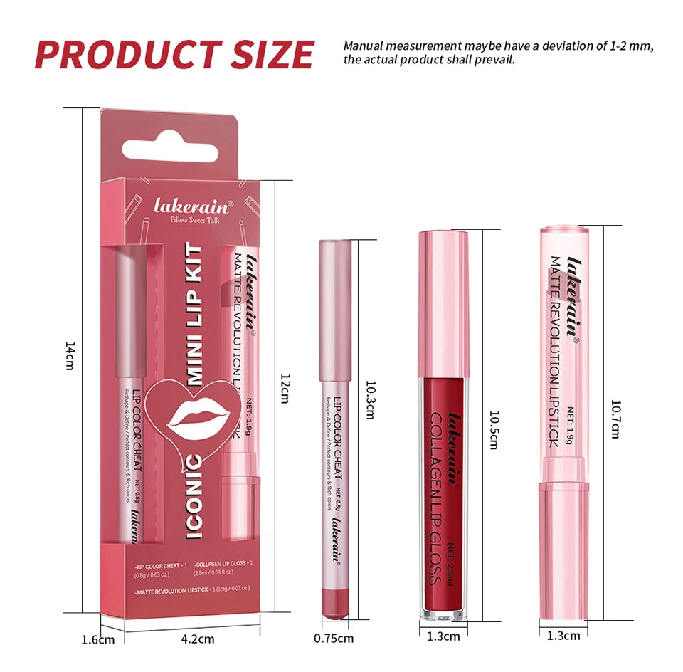 Matte Lipstick and Lip Liner Makeup Set - 15