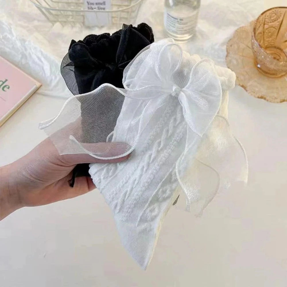 Polyester Elastane Bow Decoration Casual Socks Set - 6