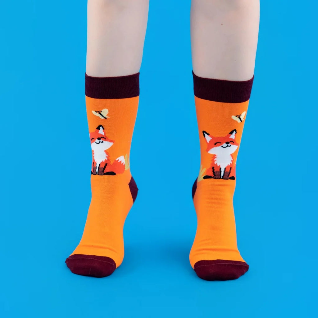 Cotton Blend Fox Pattern Mid Calf Unisex Socks
