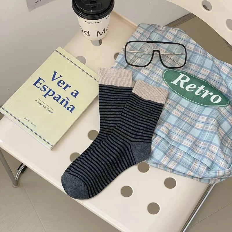 Striped Polyester Elastane Crew Socks Women - 14